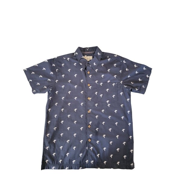 VTG Honolua Mens Navy Palm Tree Print Short Sleeve Button-Up Shirt S 100% Cotton - Picture 1 of 6